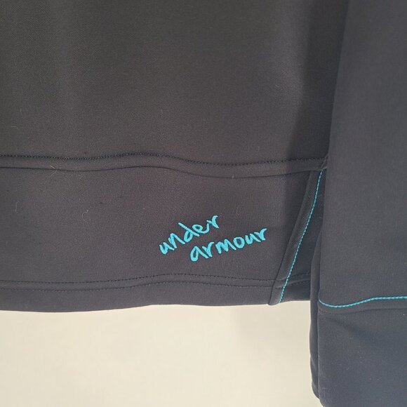 Under Armour 1/4 Zip Pullover Athletic black‎ teal Size Large L Semi-Fitted - Picture 6 of 8